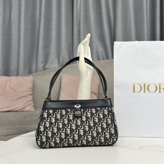 Dior Medium Dior Key Bag In Blue Dior Oblique Jacquard 30cm