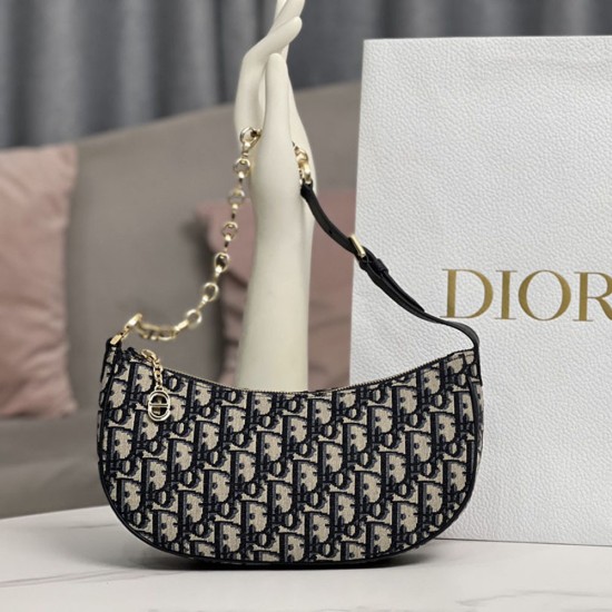 Dior CD Lounge Bag In Blue Dior Oblique Jacquard 26cm