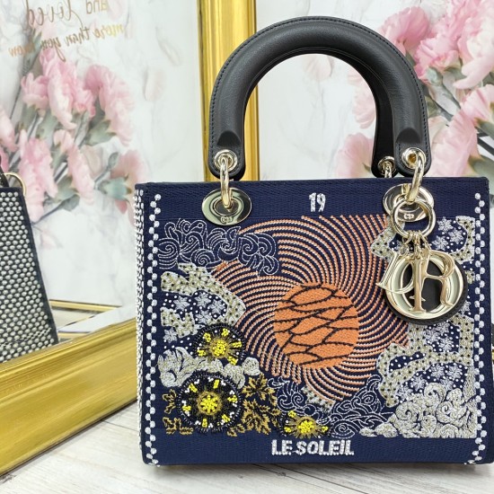 Dior Medium Lady D-Lite Bag Sun Tarot Embroidery 24cm