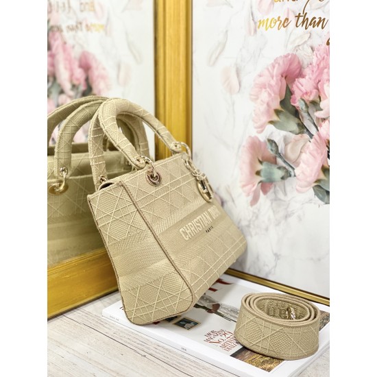 Dior Medium Lady D-Lite Bag In Cannage Embroidery 4 Colors 24cm