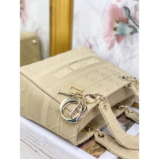 Dior Medium Lady D-Lite Bag In Cannage Embroidery 4 Colors 24cm
