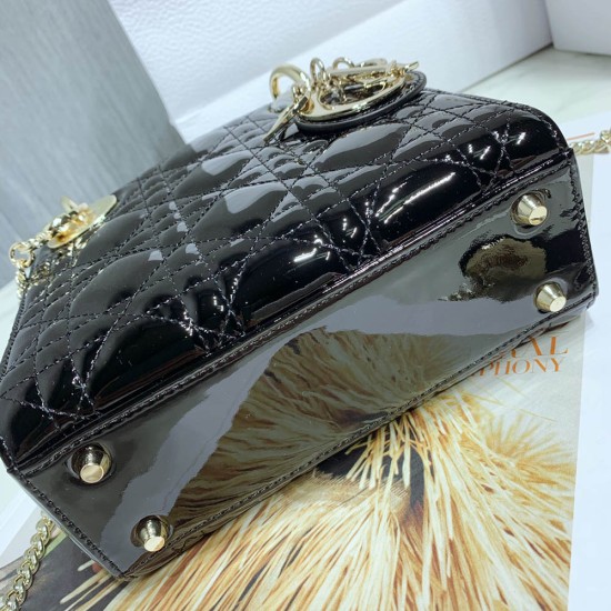 Dior Mini Lady Dior Bag In Cannage Patent Calfskin 8 Colors 17cm