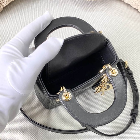 Dior Micro Lady Dior Bag In Cannage Lambskin 3 Colors 12cm