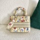 Dior Medium Lady D-Lite Bag Beige Hibiscus Rosa-Sinensis Embroidery 24cm