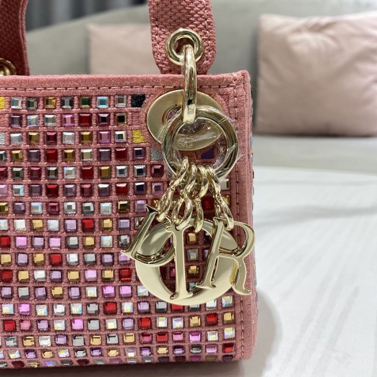 Dior Micro Lady Dior Bag In Square Embroidery Set With Multicolor Strass 12cm