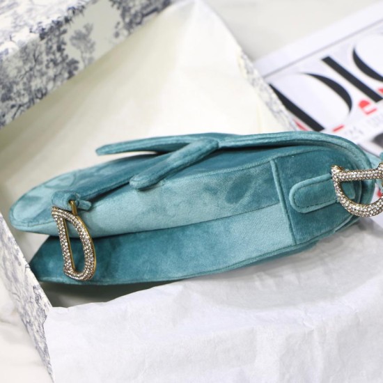 Dior Mini Saddle Bag In Velvet 2 Colors 21cm