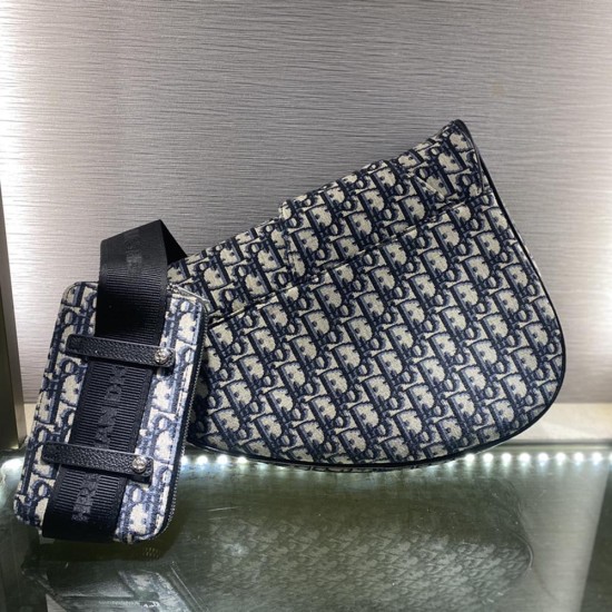 Dior Maxi Saddle Bag In Dior Oblique Jacquard 34cm