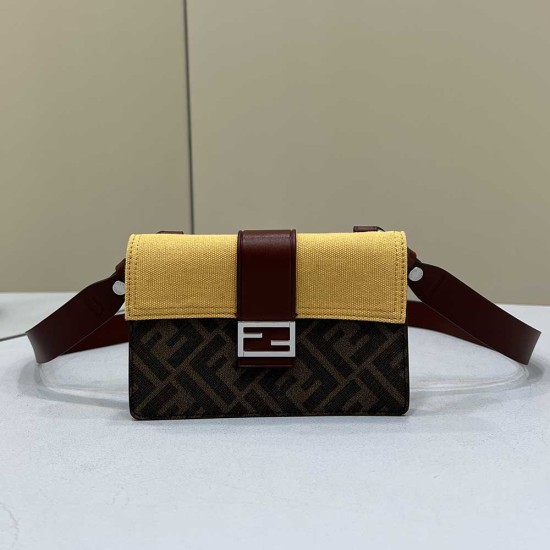 Fendi Mini Baguette Crossbody Male Phone Bag in Canvas And Calfskin 3 Colors