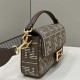 Fendi Medium Baguette Bag in Houndstooth Wool And Calfskin with Dove FF 2 Colors