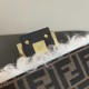 Fendi Iconic Medium Baguette Bag in Canvas and Lamb FUR 