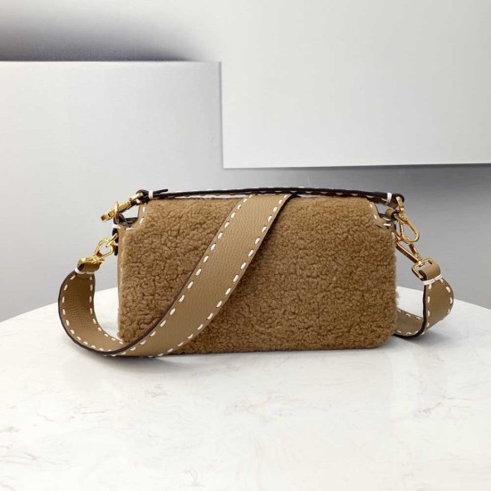 Fendi Iconic Medium Baguette Bag in Sheepskin With Oversized Hand Stitching 2 Colors