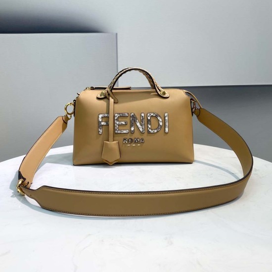 Fendi By The Way Calfskin Leather and Elaphe Boston Bag 2 Colors