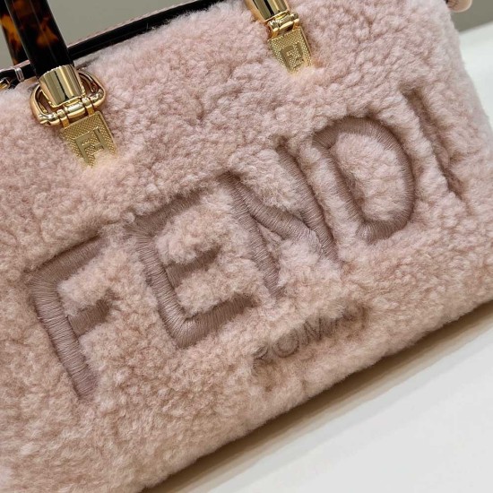 Fendi By The Way Mini Boston Bag In Woolen And Calfskin Leather 2 Colors