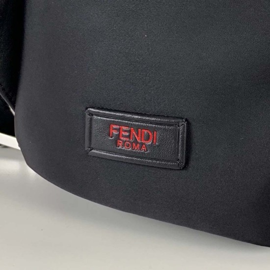 Fendi Nylon and Leather Backpack with Inserted Red Bag Bugs Eye Motif