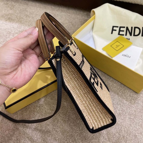 Fendi Sunshine Mini Shopper Straw