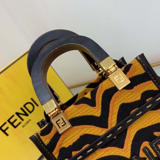 Fendi Sunshine Mini Shopper Tiger Motif Jacquard Fabric