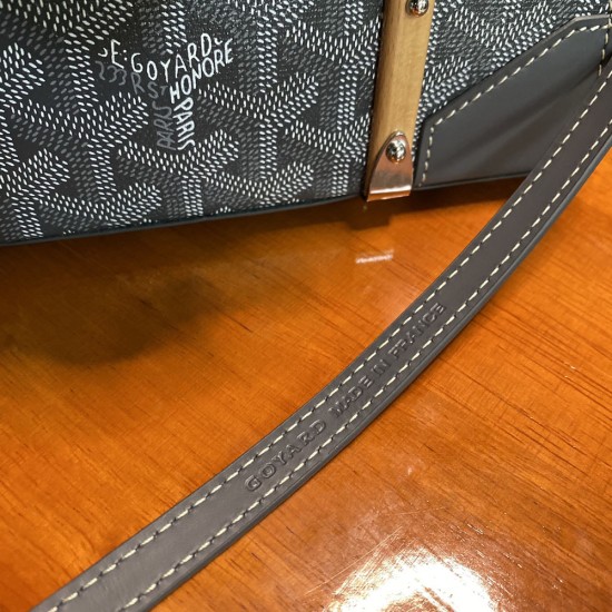 Goyard Saigon Structure Bag in Canvas And Cowhide With Wood Batons 