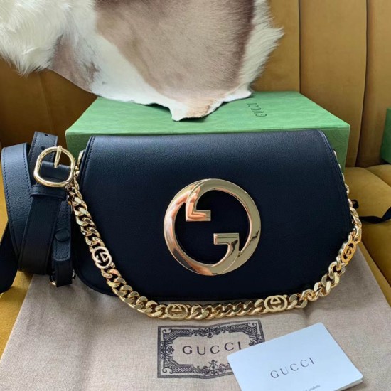 Gucci Blondie Chains Shoulder Bag In Leather 5 Colors 28cm