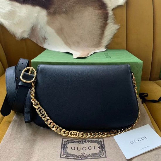Gucci Blondie Chains Shoulder Bag In Leather 5 Colors 28cm