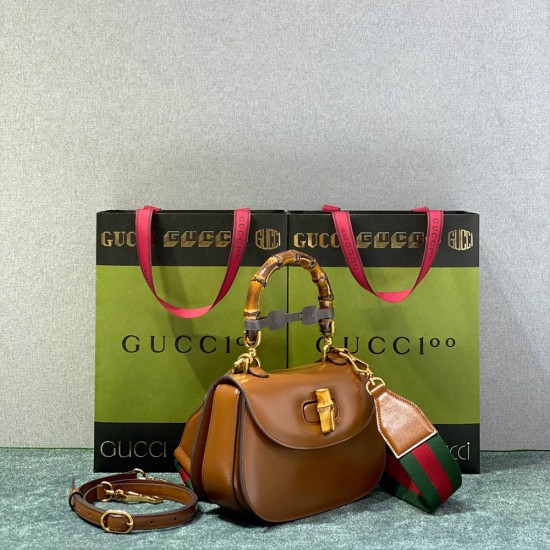 Gucci Bamboo 1947 Jumbo GG Bag Cuir Leather With Bamboo Handles 7 Colors 17cm 21cm