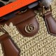 Gucci Diana Small Tote Bag In Straw Effect Fabric With Bamboo Top Handle 27cm