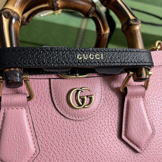 Gucci Diana Small Shoulder Bag In Leather With Baboo Handles 25cm 4 Colors