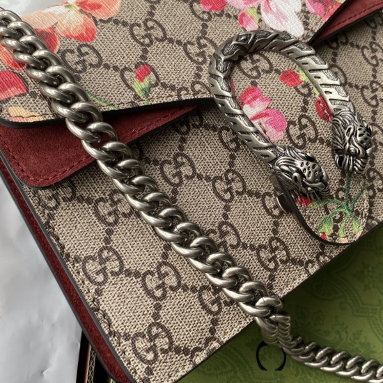 Gucci 2016 Re-Edition Dionysus Blooms Print Mini Bag In GG Supreme Canvas And Suede 20cm