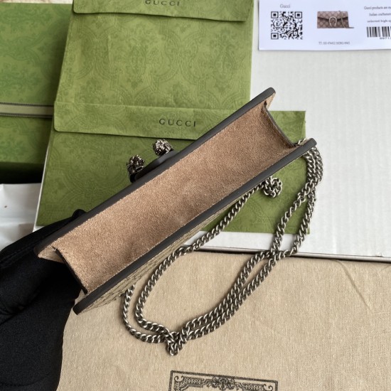 Gucci Dionysus GG Supreme Super Mini Bag In Canvas And Suede 16.5cm
