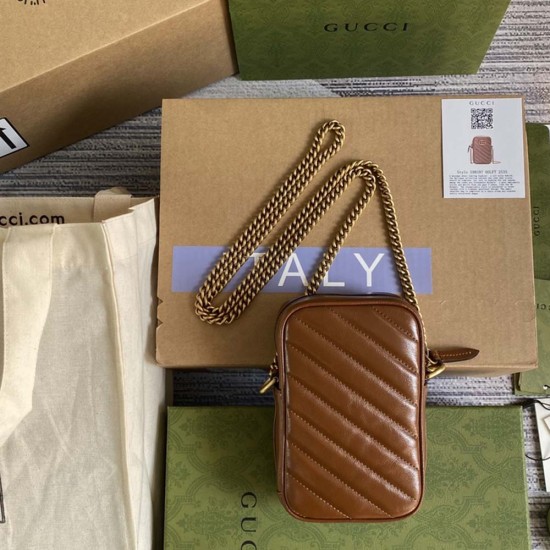 Gucci GG Marmont Mini Bag In Diagonal Matelassé Leather 10.5cm