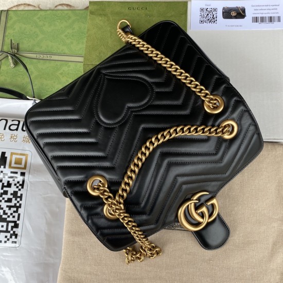 Gucci GG Marmont Shoulder Bag In Matelassé Chevron Leather 6 Colors 22cm 26cm 31cm