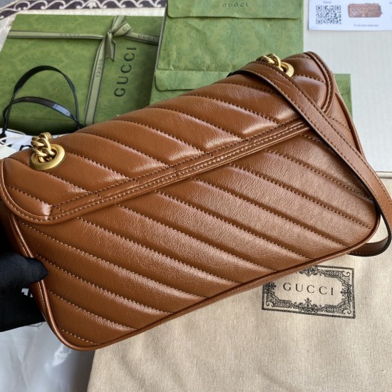 Gucci GG Marmont Shoulder Bag In Diagonal Matelassé Leather 22cm 26cm 31cm