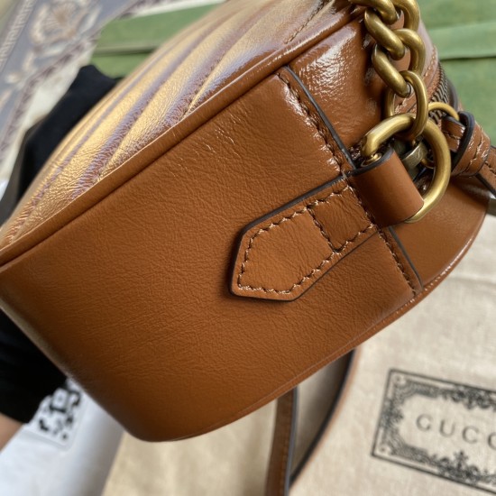Gucci GG Marmont Chain Shoulder Bag In Diagonal Matelassé Leather 18cm 24cm