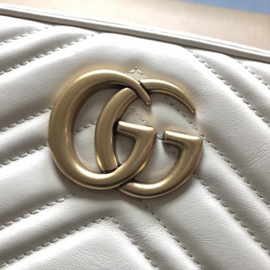 Gucci GG Marmont Chain Shoulder Bag In Matelassé Chevron Leather 4 Colors 18cm 24cm