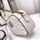 Gucci GG Marmont Chain Shoulder Bag In Diagonal Matelassé Leather And Contrasting Trims With Textured Torchon Double G Metal Buckle 18cm 24cm