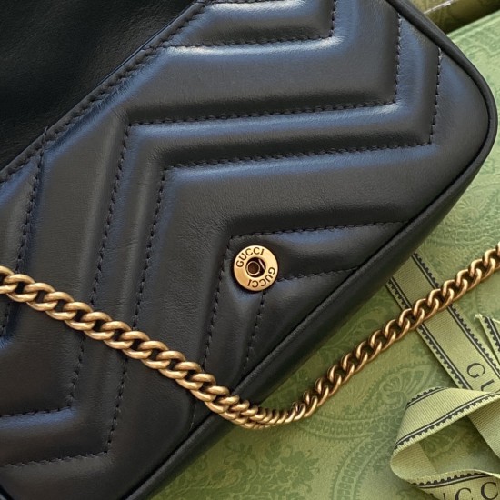 Gucci GG Marmont Super Mini Bag In Matelassé Chevron Leather 5 Colors 16.5cm