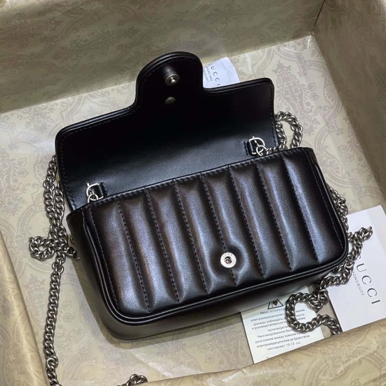 Gucci GG Marmont Super Mini Bag In Matelassé Leather With Antique Silver Toned Hardware 4 Colors 16.5cm
