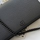 Gucci GG Marmont Chain Wallet In Grained Calfskin With Resin Hardware 5 Colors 20cm