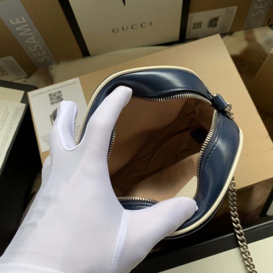 Gucci GG Marmont Mini Round Shoulder Bag IN Diagonal Matelassé Leather With Contrasting Trims 2 Colors 18cm