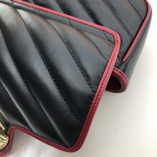 Gucci GG Marmont Super Mini Bag In Diagonal Matelassé Leather With Contrasting Leather And Textured Torchon Double G Metal Buckle 3 Colors 17.5cm