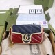 Gucci GG Marmont Super Mini Bag In Diagonal Matelassé Contrasting Leather With Textured Torchon Double G Metal Buckle 17.5cm