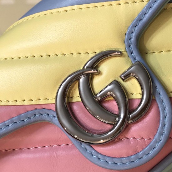 Gucci GG Marmont Super Mini Bag In Macaron Rainbow Diagonal Matelassé Leather 17.5cm