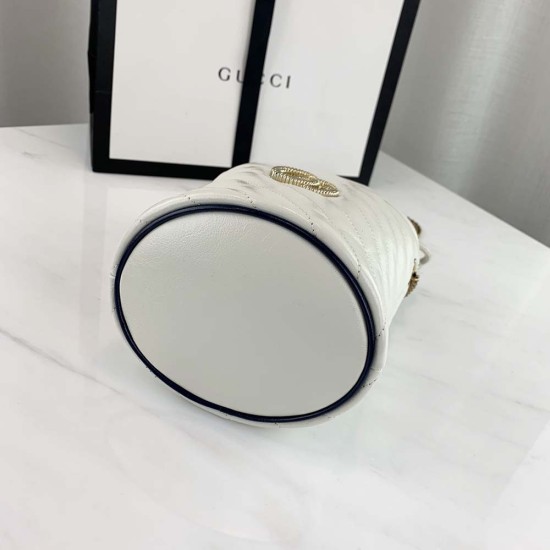 Gucci GG Marmont Mini Bucket Bag In Diagonal Matelassé Leather 19cm