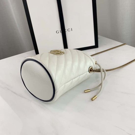 Gucci GG Marmont Mini Bucket Bag In Diagonal Matelassé Leather 19cm