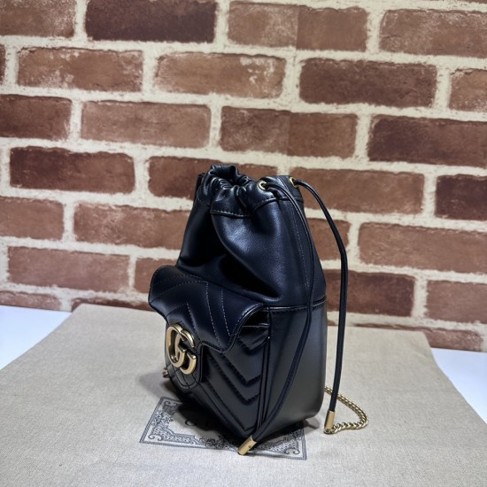 Gucci GG Marmont Mini Bucket Bag In Matelassé Chevron Leather 14.5cm 2 Colors