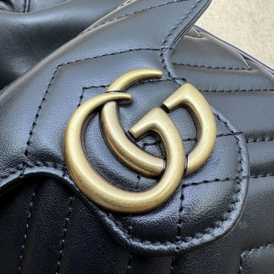 Gucci GG Marmont Mini Bucket Bag In Matelassé Chevron Leather 14.5cm 2 Colors