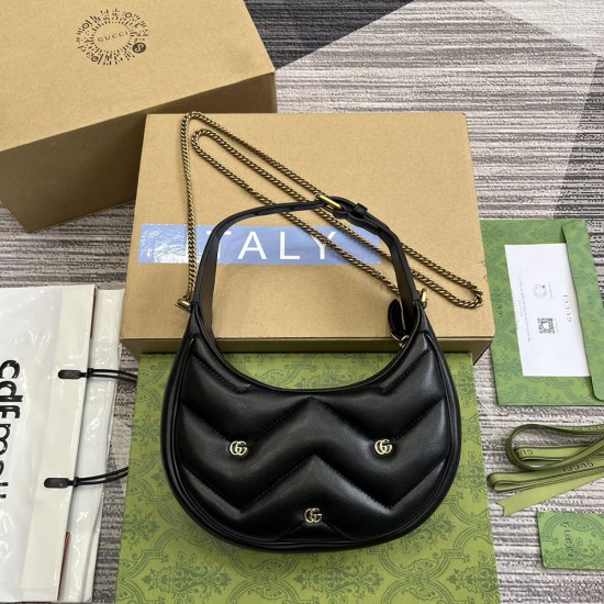 Gucci GG Marmont Half-Moon Shaped Mini Bag 770983 21cm 3 Colors
