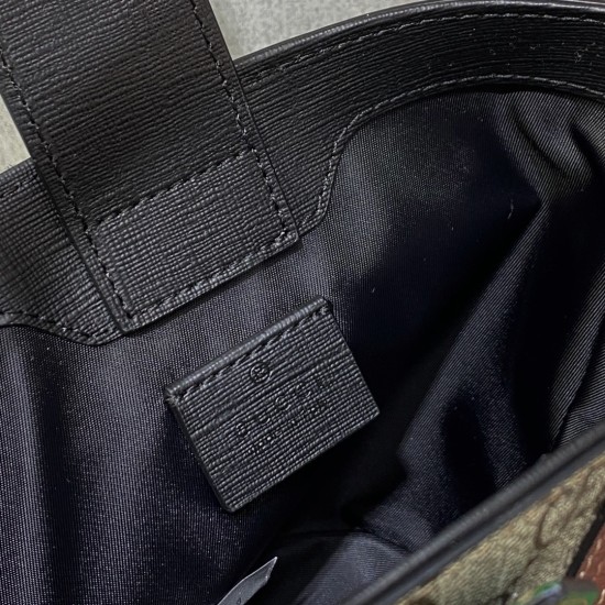 Gucci Children's Bucket Bag With Apple Beige Ebony GG Supreme Canvas Black Trims