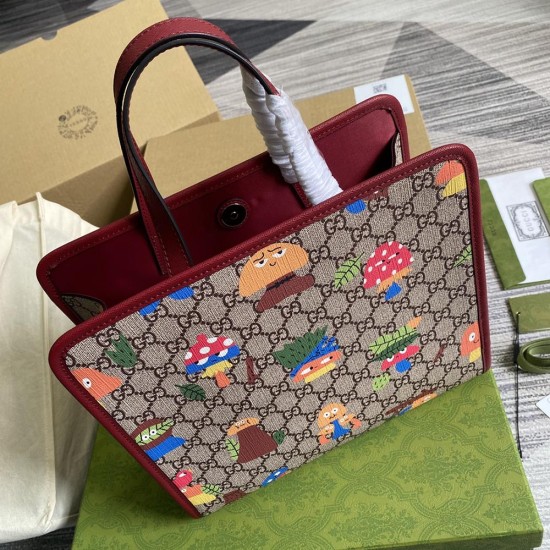 Gucci Children's Tote Bag GG Supreme Canvas Woodland Characters Print