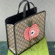 Gucci Ophidia Children's Tote Bag with Apple Black Supreme Canvas Trims