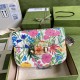 Gucci Horsebit 1955 Shoulder Bag Multicolor Flora Print White Leather